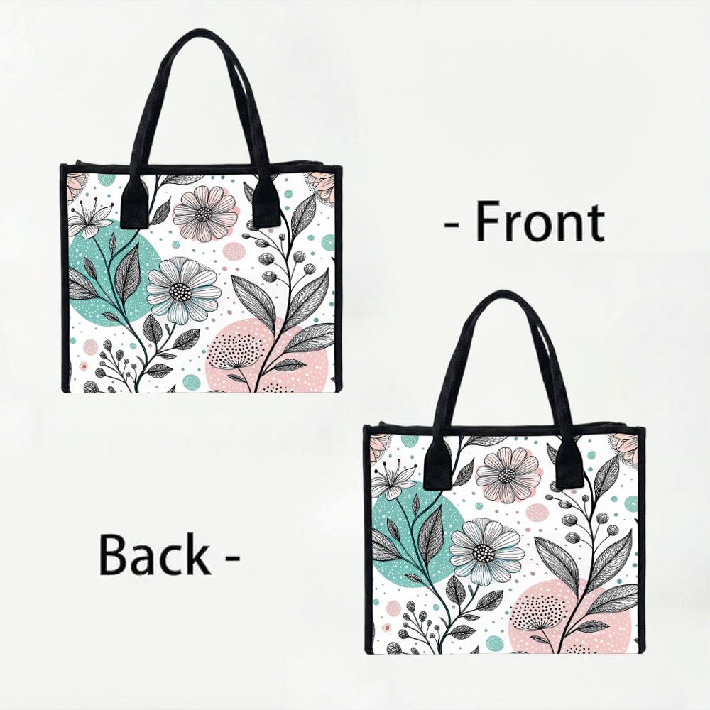 Women Casual Large Tote Bag Fashion Aesthetic Floral Print Shoulder Bag for Daily Use