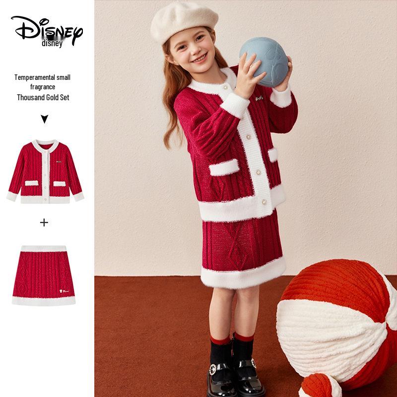 Disney Girls’ 2025 Knit Top & New Year Half Skirt Two-Piece Set 160 cm