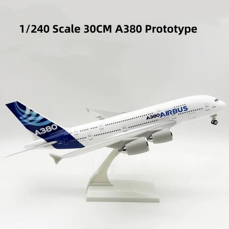1/240 Scale Display 380 Prototype Airlines Airbus 30CM Souvenir A380 Kid Toy Resin Replica with Wheels Airplane Model Collection