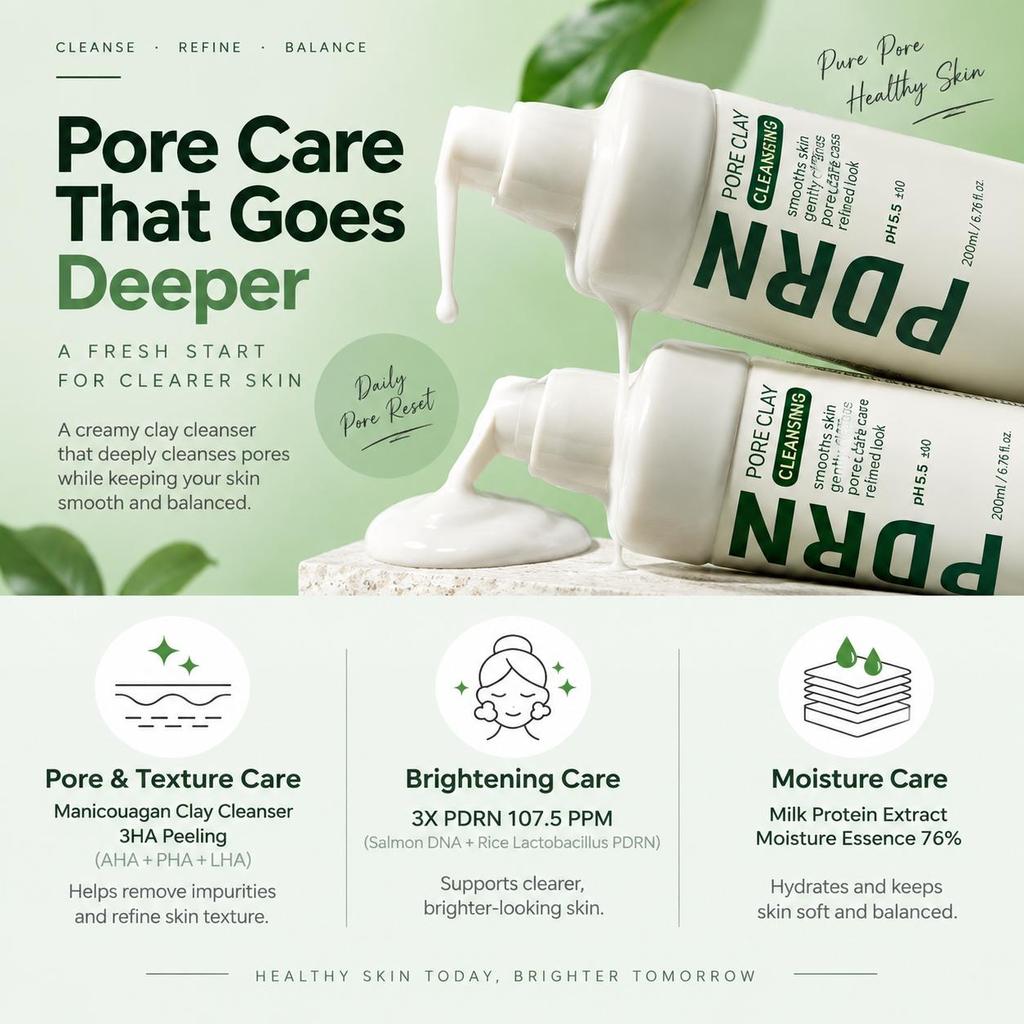 Make P:REM PDRN Pore Clay Cleansing Milk Gentle Pore & Sebum Care 200ml
