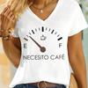 I Need Coffee Women T-Shirt Short Sleeve V-neck Creative T Shirts Funny Casual Coffee Lover T-shirt Casual Summer Top