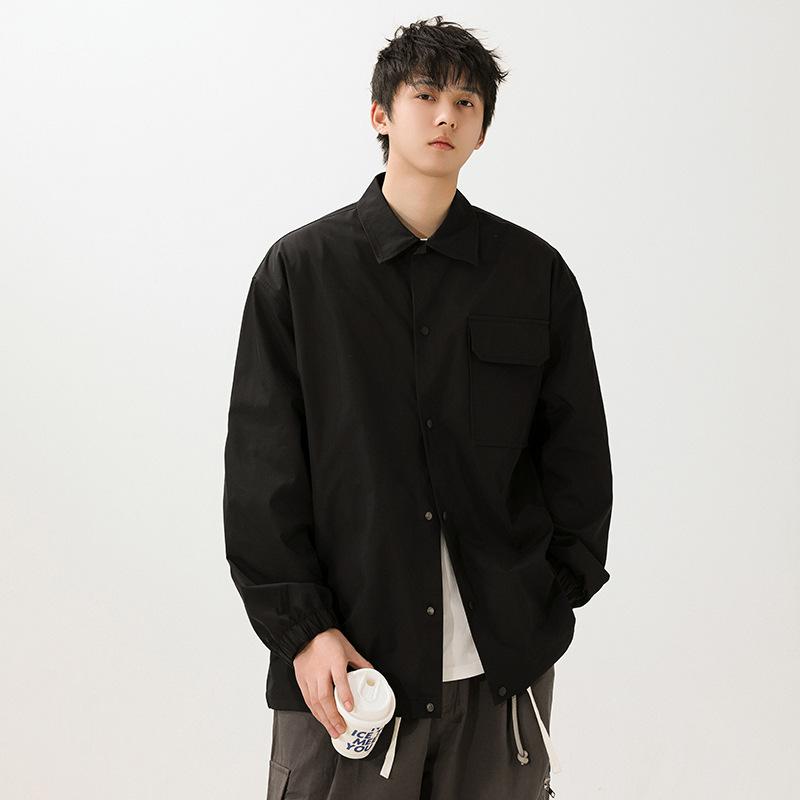 

Spring and Autumn New Shirt Jackets: Men s Lapel Workwear, Casual Single-Breasted Jackets, Loose and Versatile Ruffian, Handsome Men s Tops M