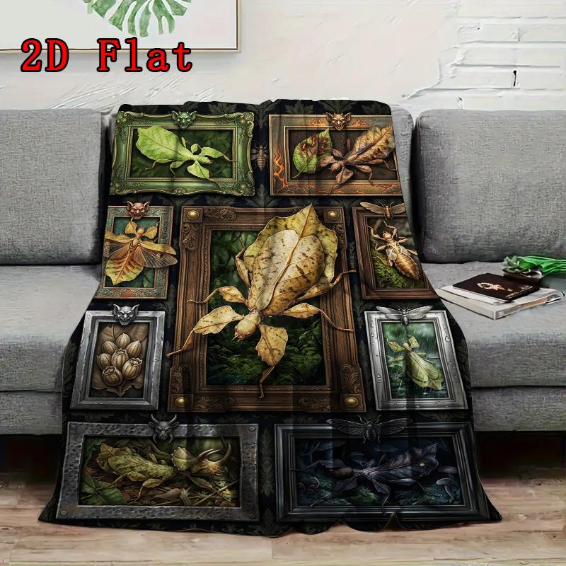 Insect Collage 2D Flat Pattern Flannel Blanket, High quality All Seasons, Home Decor, Warmth and Comfort, Perfect for Christmas Gifts.