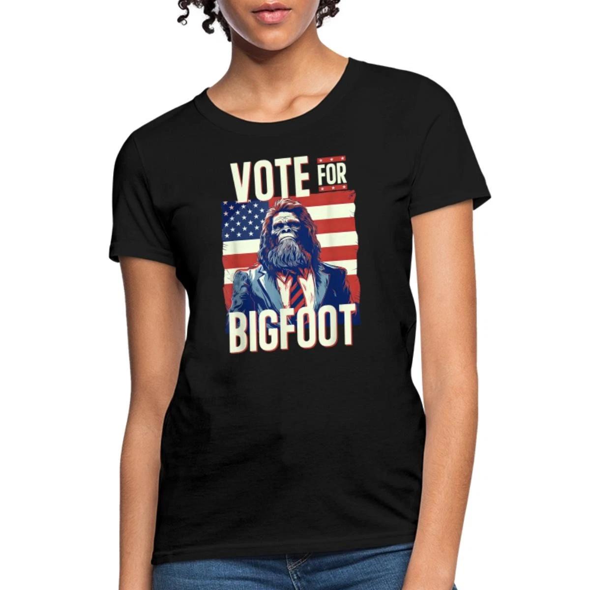 Vote for Bigfoot Humorous Political Design Women s T-Shirt XS