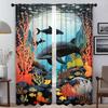 Marine Animal World Blackout Curtain for Room 2 Panel Elegant Room Curtains Partition Halloween Decoration Shades Living Kitchen