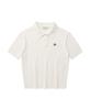 WACKY WILLY Women'S Cable Collar Short Sleeve Knit White
