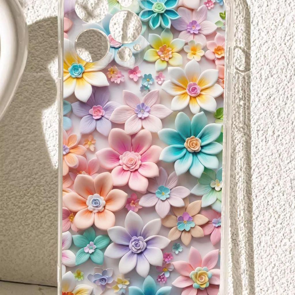 Stoßfeste Transparente Mehrfarbige Florale Hülle für iPhone 14/15/16/17 Pro Max