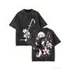 Maglietta Unisex a Maniche Corte con Stampa Personaggio Gioco Nier Automata 2B YoRHa Lavata Vintage Top Casual Larghi Streetwear Uomo Donna