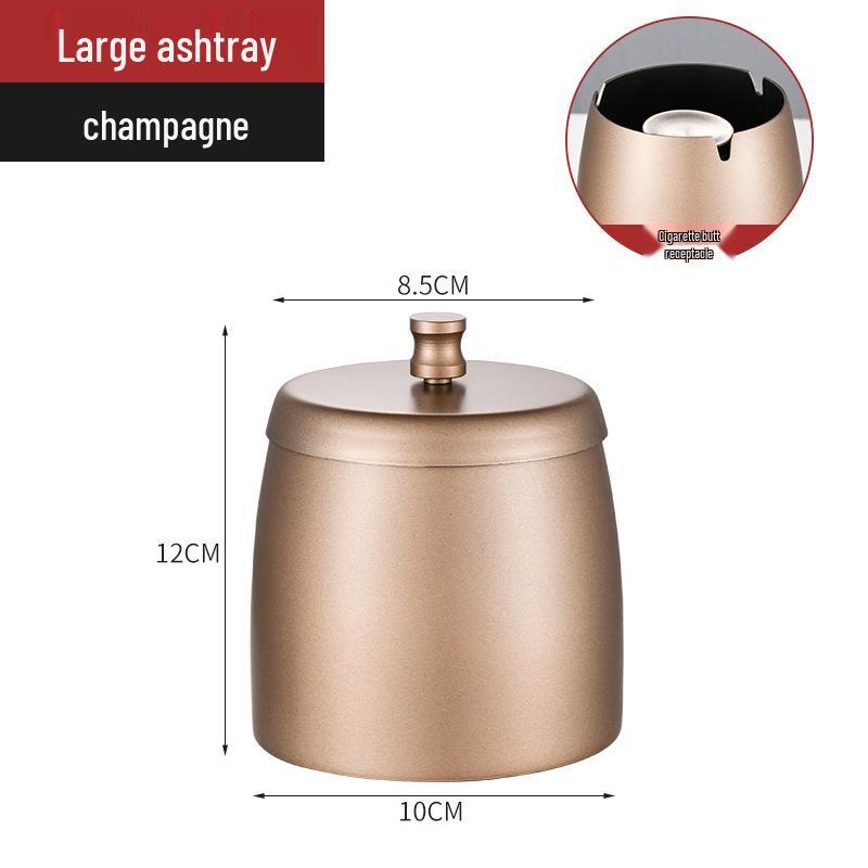 Thickened Stainless Steel Ashtray with Lid for Home, Cafe, or Hotel