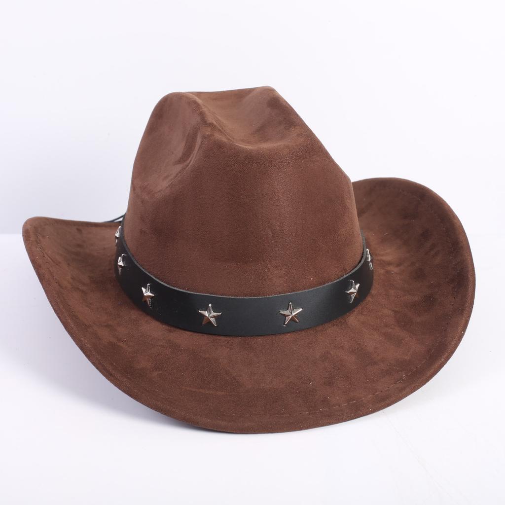 Nuovo colore cappello da cowboy western da uomo e da donna versatile per il pendolarismo stile semplice tesa larga cappello a cilindro cappello da sole