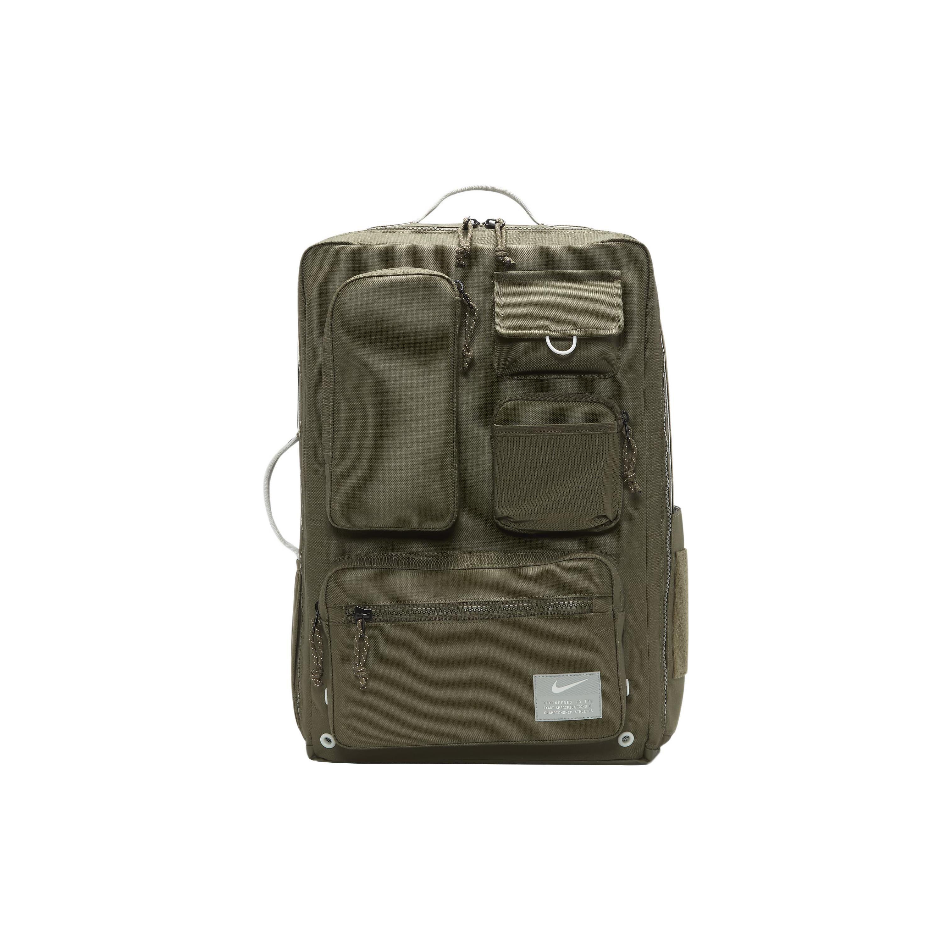 Nike Utility Elite Large Capacity Zipper Closure Fabric Backpack Unisex Backpacks Khaki-Green Mica-Green CK2656-325 Khaki Green/Mica Green