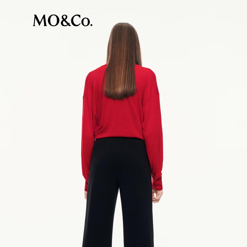 MO&Co. Women's 100% Wool Loose Fit Polo Sweater