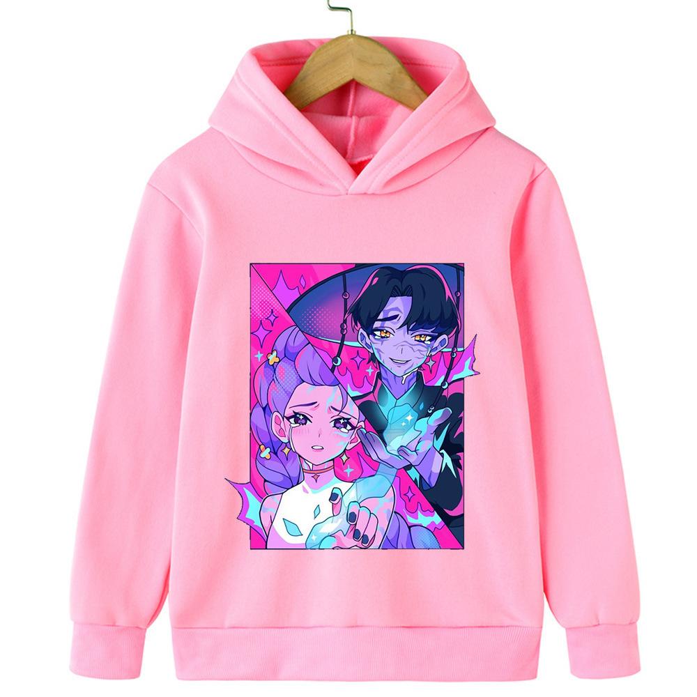 Autumn Winter Printed Hoodies Kpop Demon Hunters Pattern Casual Warm Sports Long Sleeved Children's Boy and Girl Kids Unisex Hooded Sweatshirts