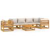Vidaxl 7-Cz. Garden Lounge Set, Light Grey Cushions, Wood