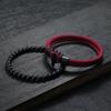 Fashion Men Bracelet Set Grade A 4mm Milan Rope Charm Braslet 6mm Onyx Stone Strand Braclet Pulsera Hombre Ocean Accessories