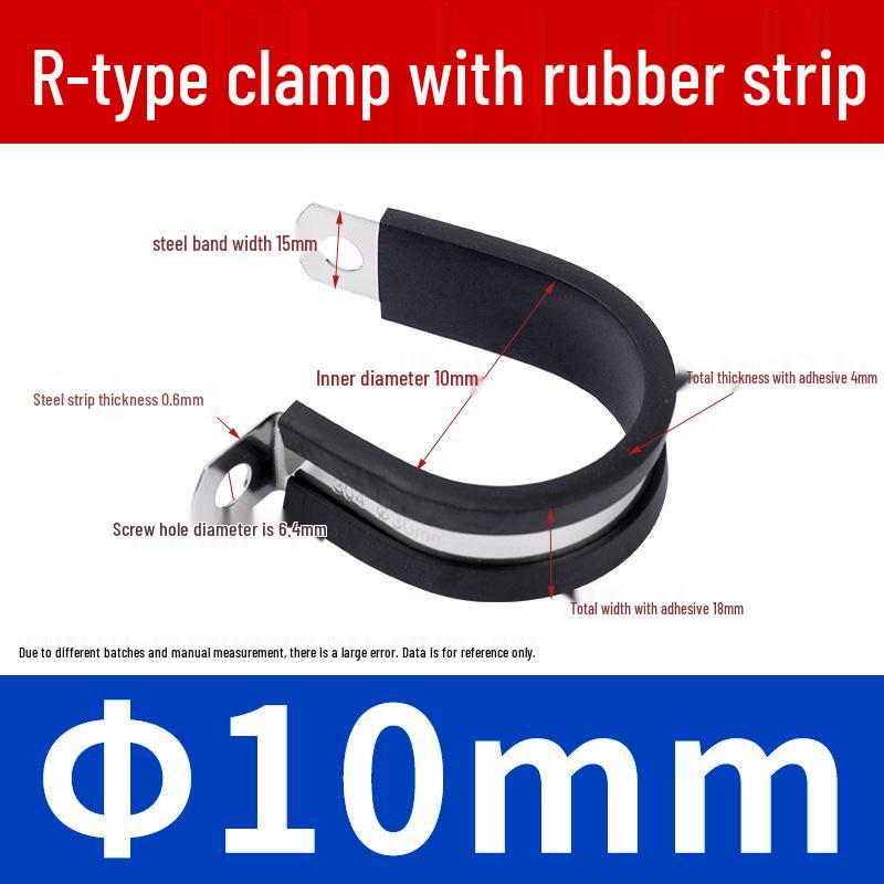 Stainless Steel R-Type Rubber Strip Shock-Absorbing Pipe Clamp