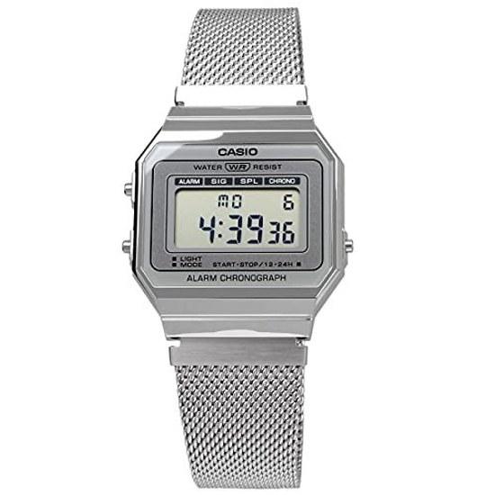 CASIO Digital Wristwatch Vintage Series A700WM-7A Metal Mesh Band Mens Womens Silver Overseas Model