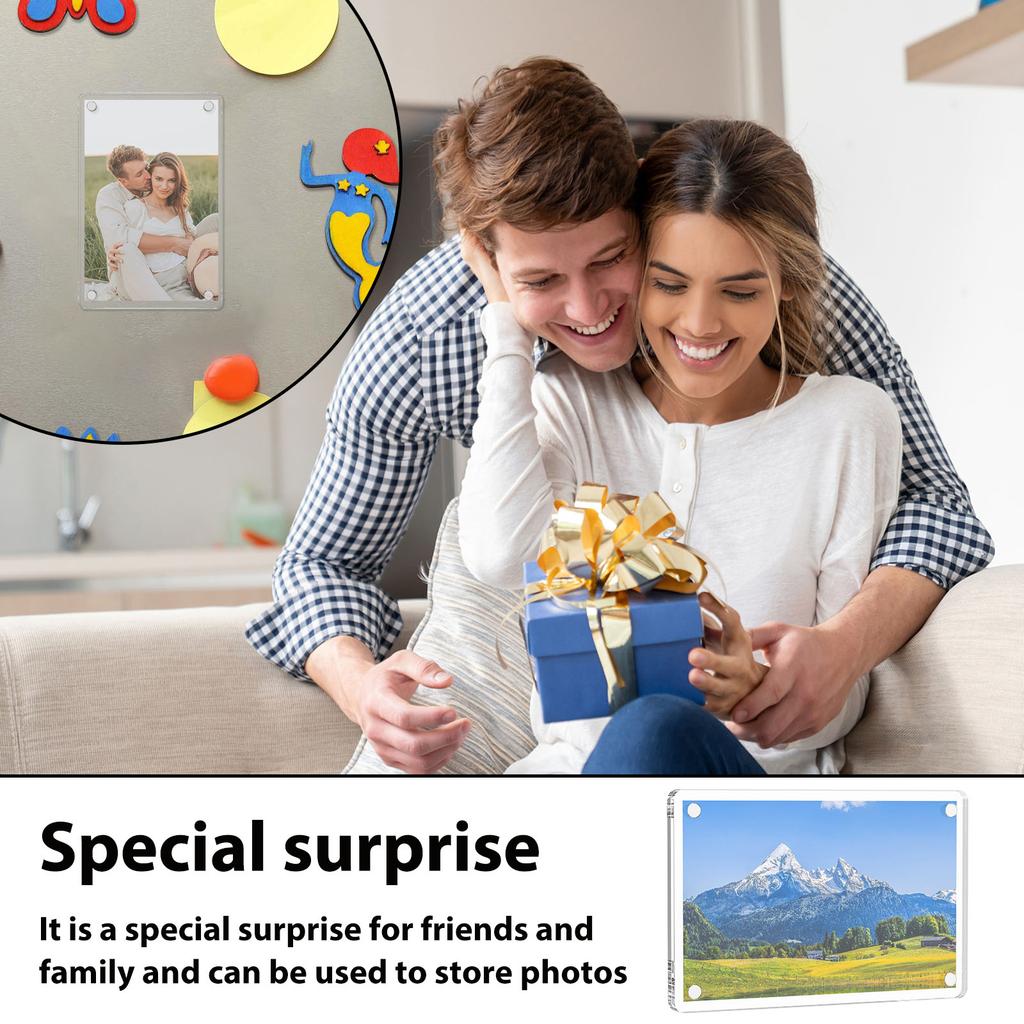 10Pcs Acrylic Fridge Magnetic Photo Frames Transparent Double Sided Assembled Photo Display Stand Film Camera Accessories 6x9cm