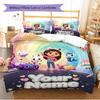 Name Custom Gabby Dollhouse Pattern Bedding Set Quilt Cover Pillowcase Home Decor Gift (1 * Duvet Cover + 2 * Pillowcase, Without Core)