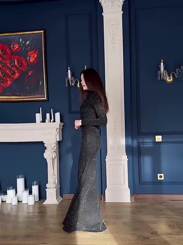 Elegant Black Long Sleeve Slim Dress for Women - Spring 2025 Socialite Style