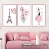 Fuji Toy Wall Sticker, Pink Flower, Eiffel Tower, Paris Girl, Nordic Interior Poster, Wall Decor, M0217