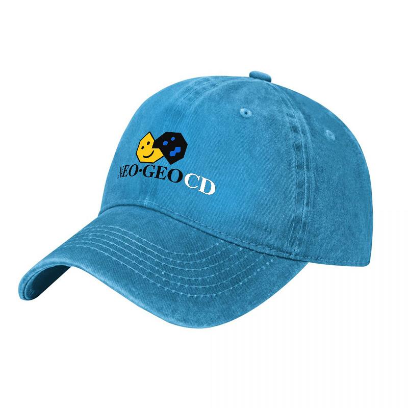 NEO GEO CD Embroidered Washed Canvas Baseball Cap Classic Retro Gaming Logo Design Adjustable Fit Unisex Hat for Adults