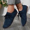 Women's Fashion Flat Shoes Spring New Round Head Splicing Front Lacing Soft Sole Anti-slip Wear-resistant Single Shoes
