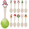 50 Pcs Christmas Wooden Spoons Set Hot Cocoa Stirring Spoons Snowflake Gingerbread Man Snowman Candy Cane Spoon For Winter Tasti