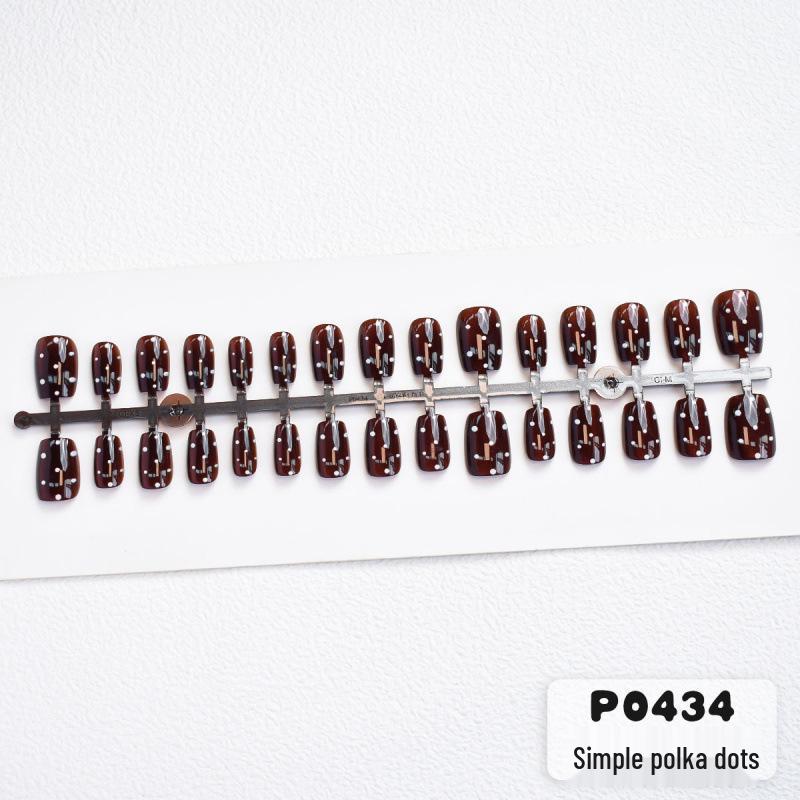 Merade Retro Dark Red Polka Dot Cat Eye Nail Stickers, 30-Piece Set - Autumn/Winter Collection