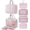 Borsa Trucco Pieghevole a Quadri Organizer da Viaggio Donna Borsa da Toilette Cosmetica da Appendere Impermeabile Beauty Case Make Up Organizzazione Bagno