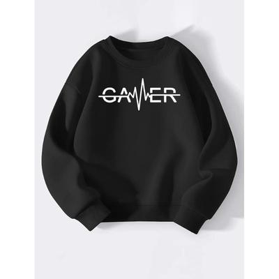 Relaxed Fit Crew Neck Sweatshirt, Ribbed Knit Cuffs & Hem, Classic Casual Office