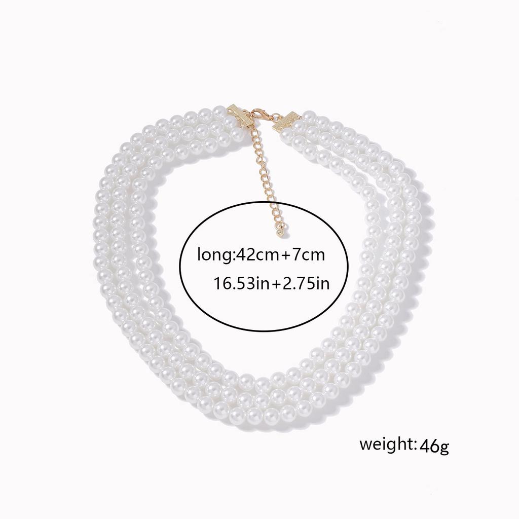 Bohemian fashion simple multi-layer imitation pearl necklace, small fragrance shows temperament versatile popular jewelry