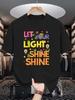 Unisex Crew Neck Tee Colorful Positive Quote Letter Graphic Print Soft Cotton Loose Short Sleeve Summer Casual Male Streetwear Tops