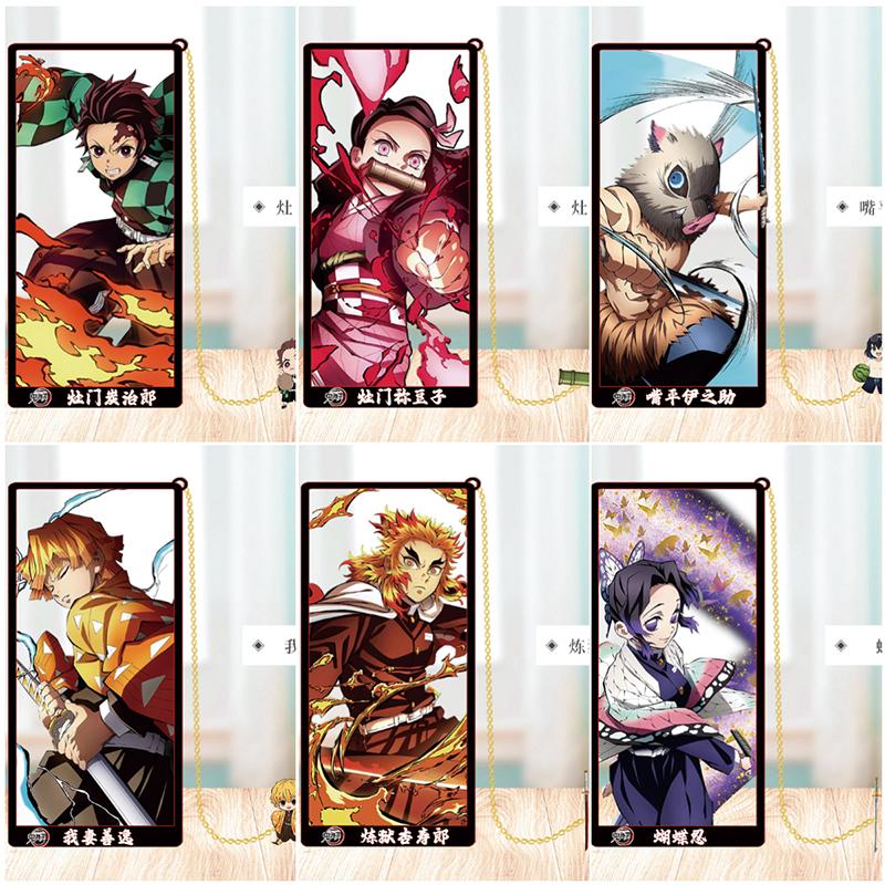

Металлические полые закладки Demon Slayer Tanjiro Tokito Muichiro Tomioka Giyu Agatsuma Zenitsu, канцелярские украшения как