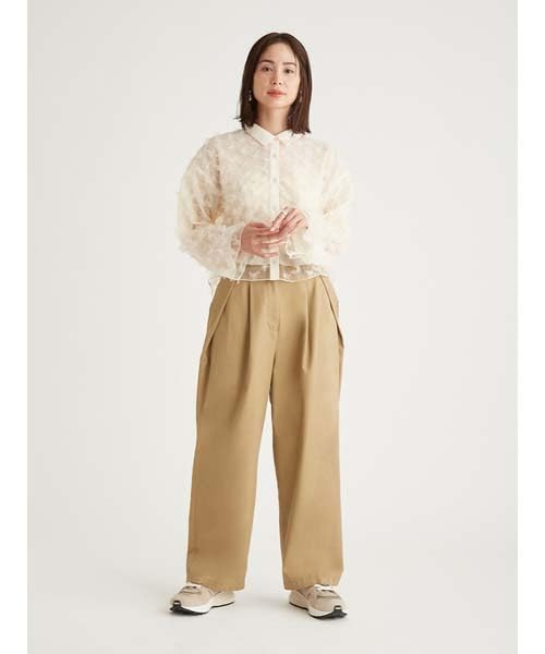 Emi Flower Tulle IVR Women's Blouse, 13WFB251046,