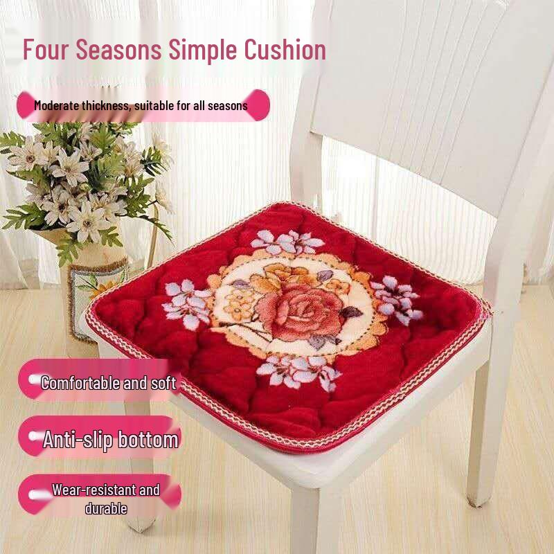 Cozy Flannel Plush Chair Pad: Winter Thickened & Enlarged Cushion for Office, Sofa, or Stool.
