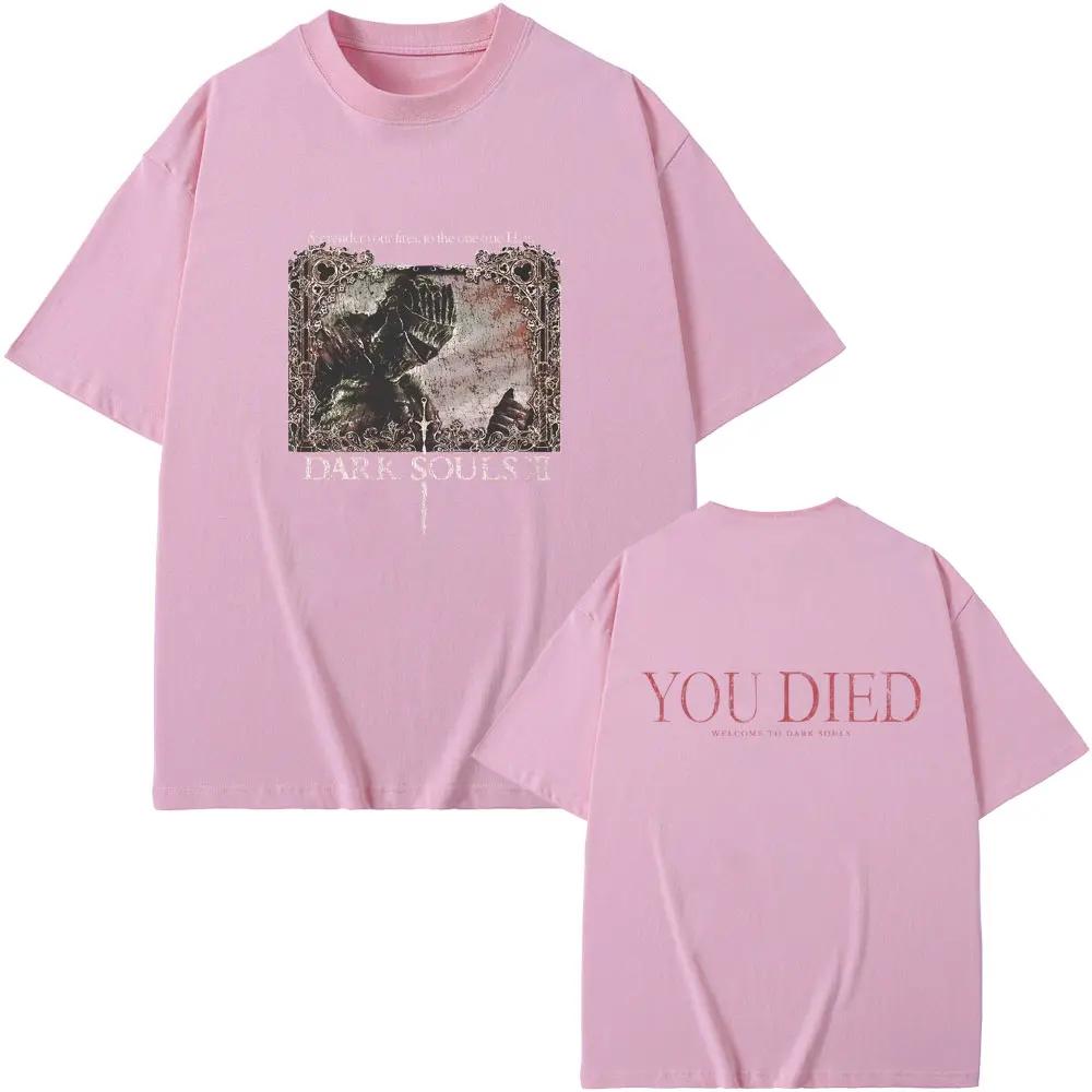 Game Dark Souls Graphic T-shirt Men Women 90s Vintage Gothic Rock Oversized Streetwear Male Punk T Shirts Tops