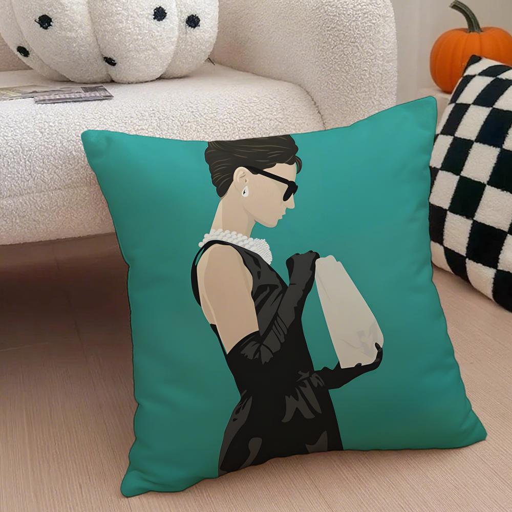 Bella Copricuscino Audrey Hepburn Colazione da Tiffany Copricuscino da Divano Bottone Nascosto Poliestere Resistente Cuscino per Sedia