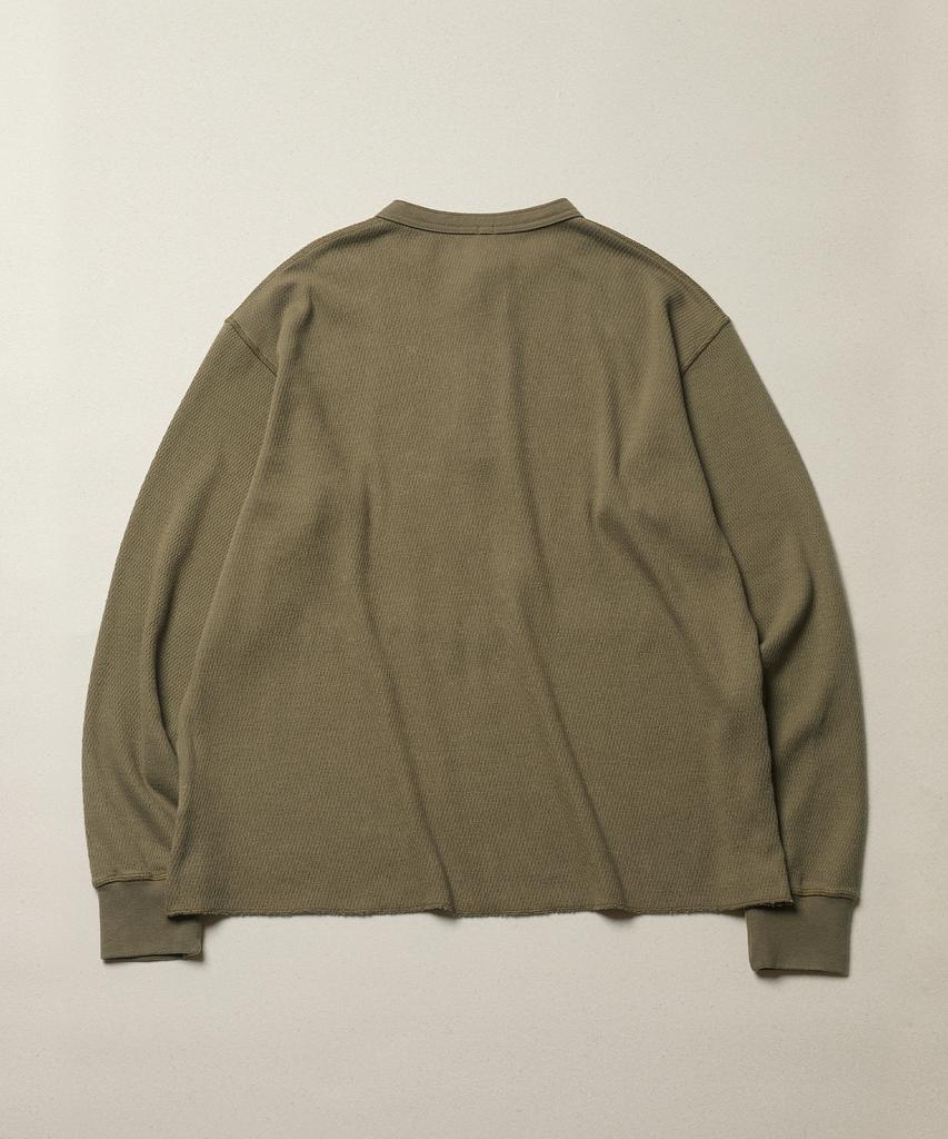 ESFAI Waffle Henley Neck Ls T Shirt (Olive)