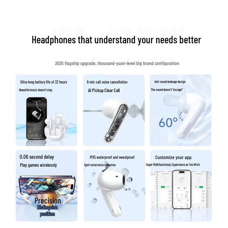 Ugreen Hitune H6 Pro+ Adaptive Noise Cancelling Bluetooth Earbuds