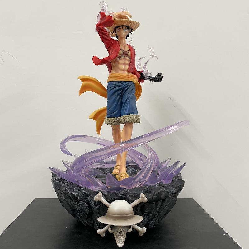 New 41CM One Piece GK Three Forces Hot Blooded Road Flying Cannot Shine Scene Statue Ornament Handmade Model Box Set