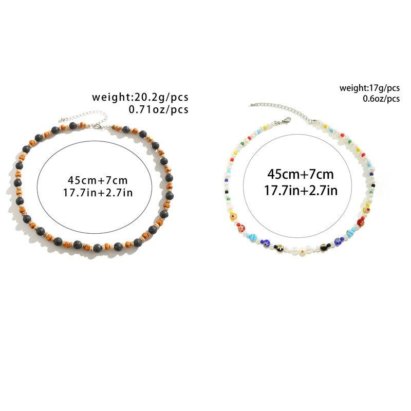 Retro Boho Drewniany Koralik Kamienna Łańcuszkowa Naszyjnik dla Mężczyzn Punk Prosty Krótki Choker na obojczyk Akcesoria Y2K Biżuteria Modowa Prezent Impreza
