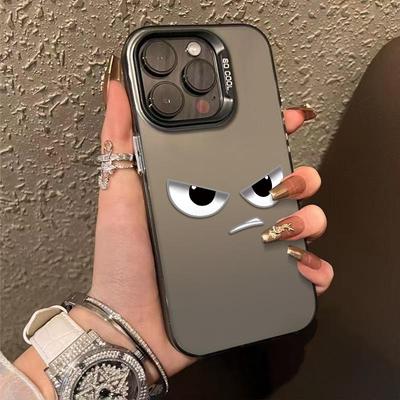Gray Funny Cartoon Eyes Soft Phone Case Compatible for iPhone 17 17E 16 16E 15 14 13 12 11 Air Pro Max Plus