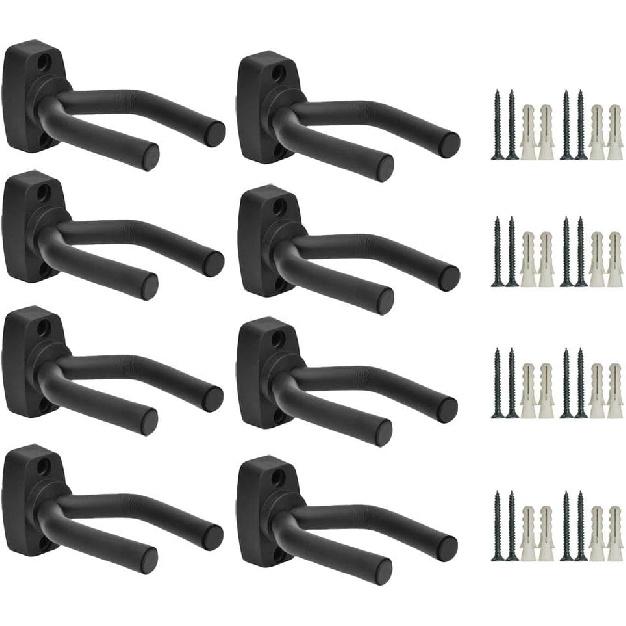 Guitar Hanger Hook Holder Wall Mount Display Acoustic Guitar Stand Ukulele Bass Mandolin Banjo Wall Mounts Hangers Black (1, 8)