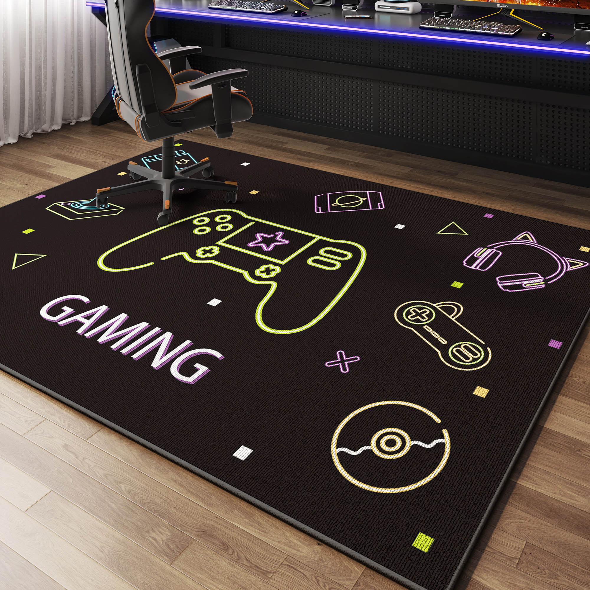 

VIKAMA Luxury Casual Gaming Room Carpet Quiet Bedroom Office Chair Floor Mat Anti-Slip Male Dormitory Carpet Home Decoration 40x60cm