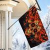 2D Flat - 2D Flat - 1pc 2D Flat, Decorative Banner, Retro Gothic Fire Red Skull Dark Vine Artistic Pattern Flag, Halloween Party Background Wall Hangi