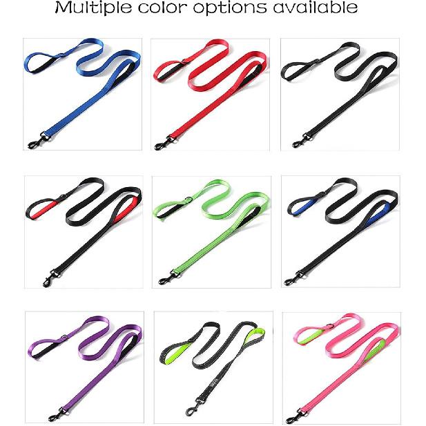 Heavy Duty Dog Leash - 2 Handles by Padded Traffic Handle for Extra Control, 6foot Long - Perfect for Medium to Large Dogs (6 ft, Black)