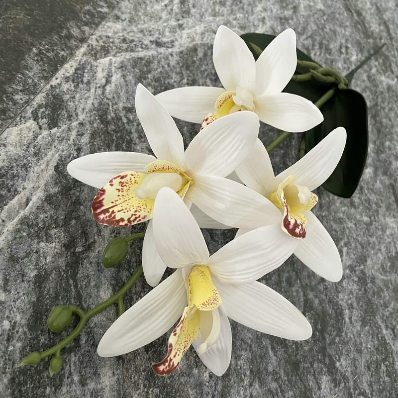Eva Small 4head East Asian Orchid 3d Faux Flower For Wedding Home Decor And Photography Props
