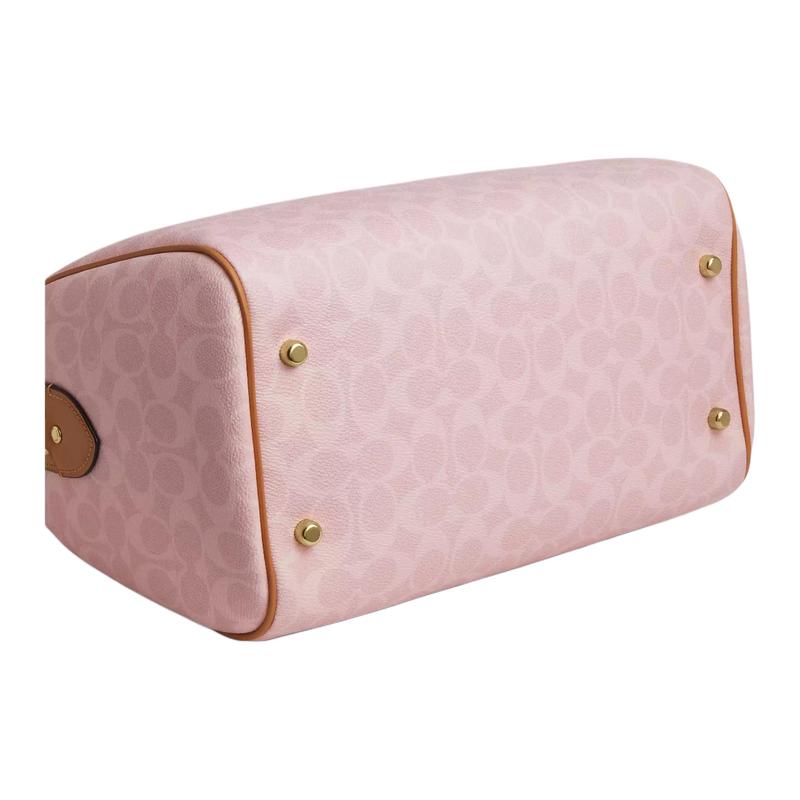 Coach Bolsa de ombro Rowan 30 com fecho de flor em lona revestida, tamanho grande, feminina, rosa