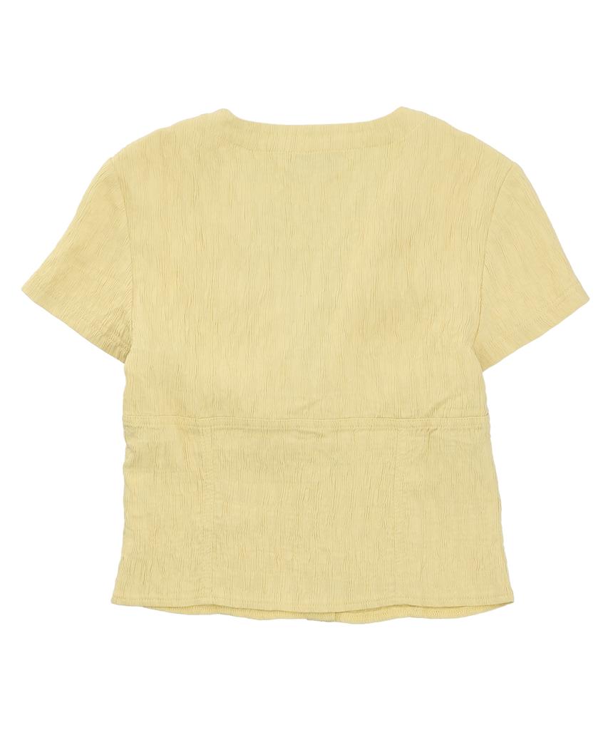 DELICCENT Ribbon Shirred Shirt [Yellow]